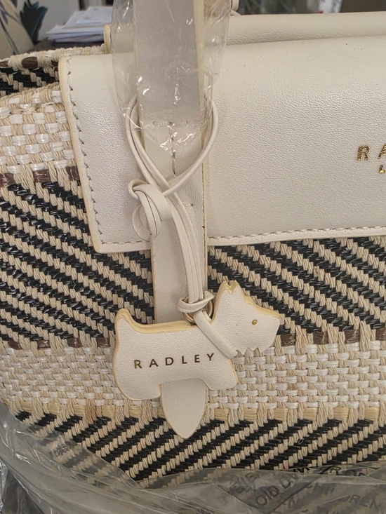 RADLEY LONDON Handbags - RADLEY LONDON Cream & Natural Woven Tote with Dog Charm